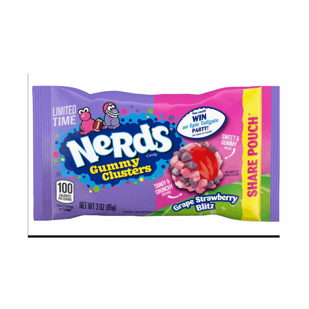 GUMMY NERDS CLUSTERS GRAPE STRAWBERRY 12 CT