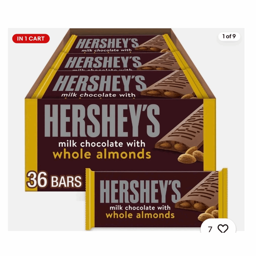 CHOCOLATE HERSHEY'S ALAMONDS 36 CT