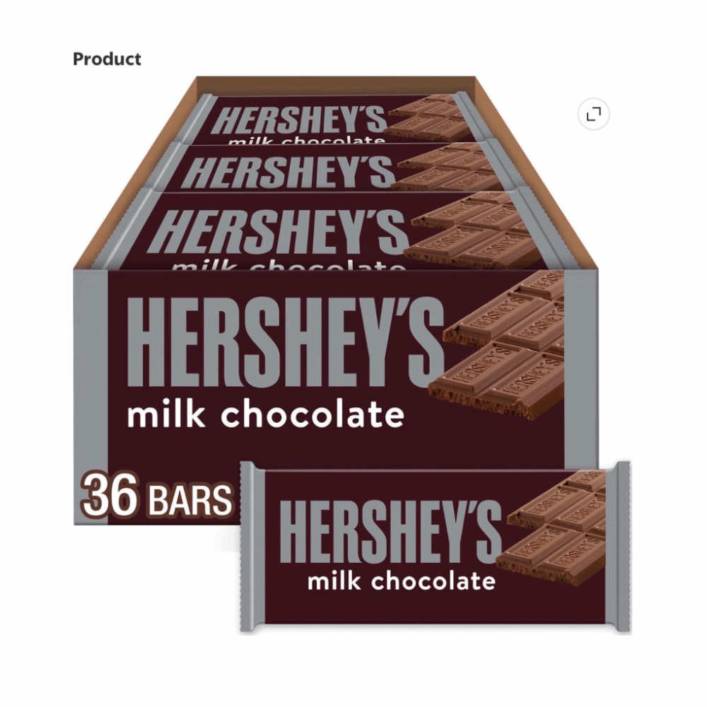 CHOCOLATE HERSHEY'S MILK CHOCOLATE 36 CT
